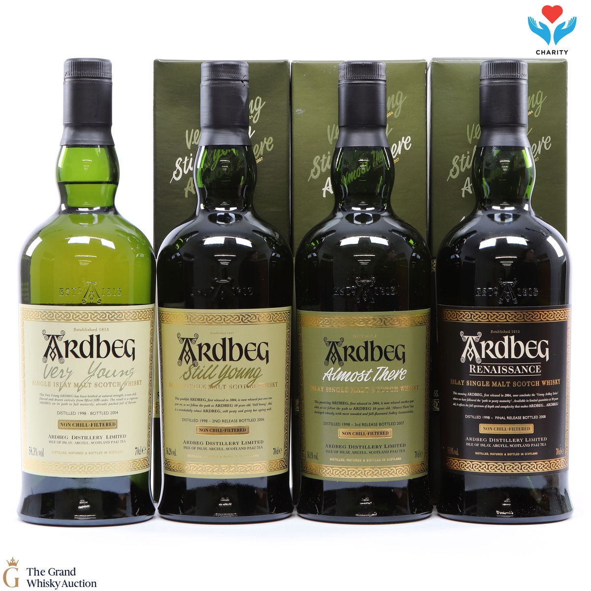 Ardbeg - Very Young, Still Young, Almost There & Renaissance 1998 (Charity Lot)