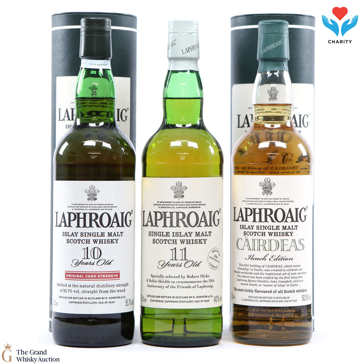 Laphroaig - 11 Year Old Friends of Laphroaig 10th Anniversary, Ileach Cairdeas & 10 YO Original Cask Strength (Charity Lot)