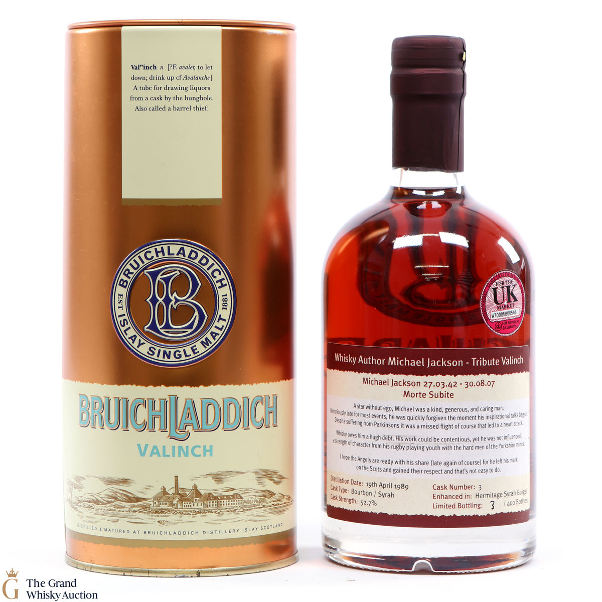 Bruichladdich - Whisky Author Michael Jackson - Tribute Valinch