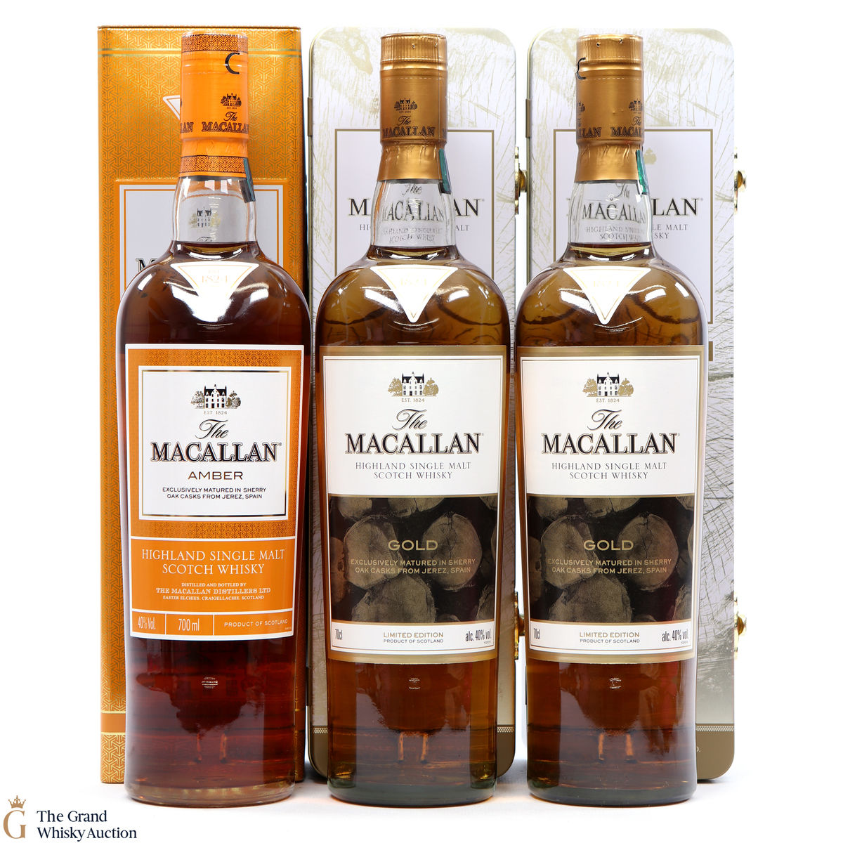 Macallan - The 1824 Series - 2 x Gold (Limited Edition Tin) & Amber Tin (3 x 70cl)