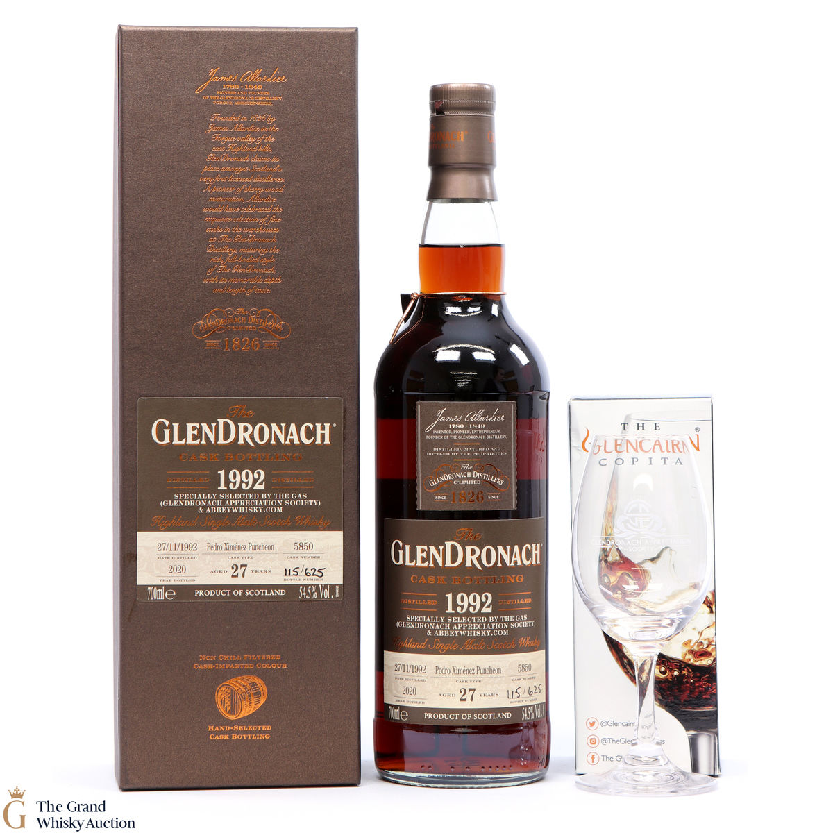 Glendronach - 27 Year Old PX G.A.S 1992 #5850 (With Glass)