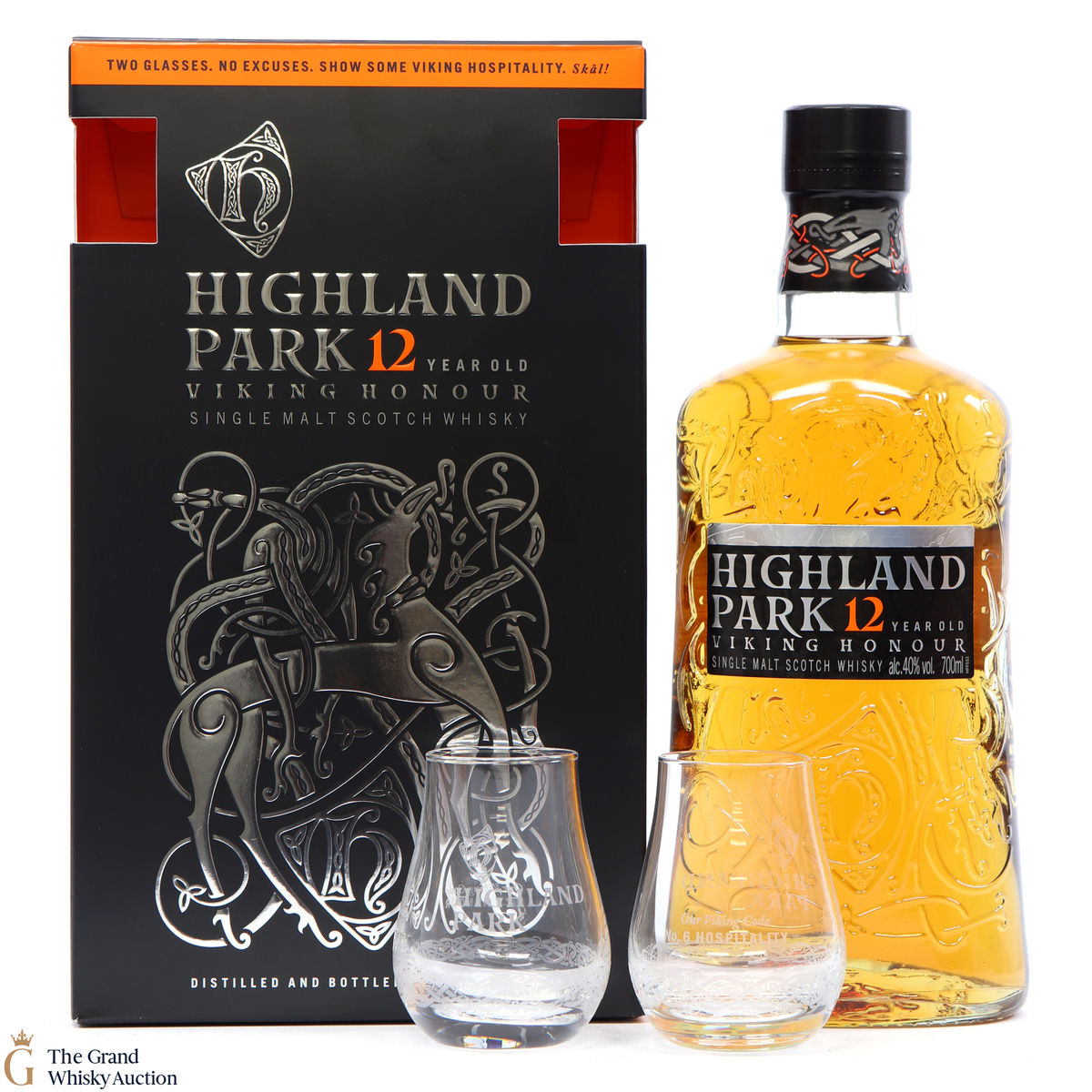 Highland Park - 12 Year Old - Viking Honour / with 2 x Glasses