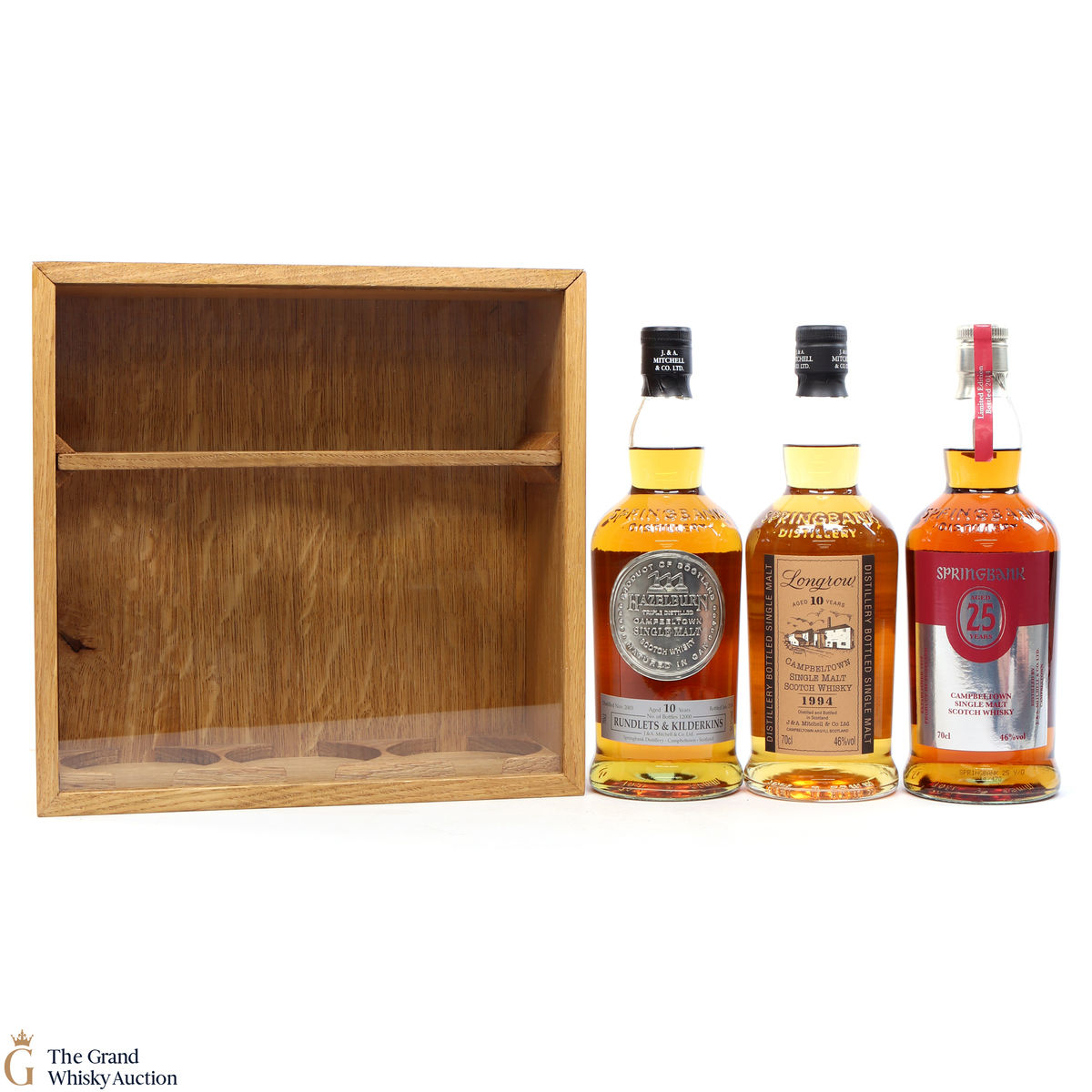 Springbank 25 Year Old, Longrow 10 Year Old, Hazelburn 10 Year Old  (3 x70cl) - with Wooden Case