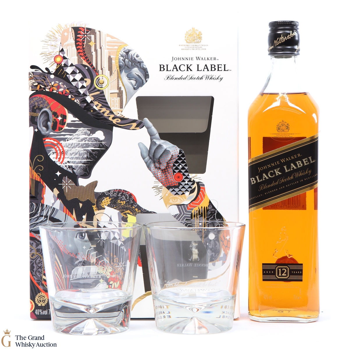 Johnnie Walker - 12 Year Old-  Black Label & Glasses - Limited Edition