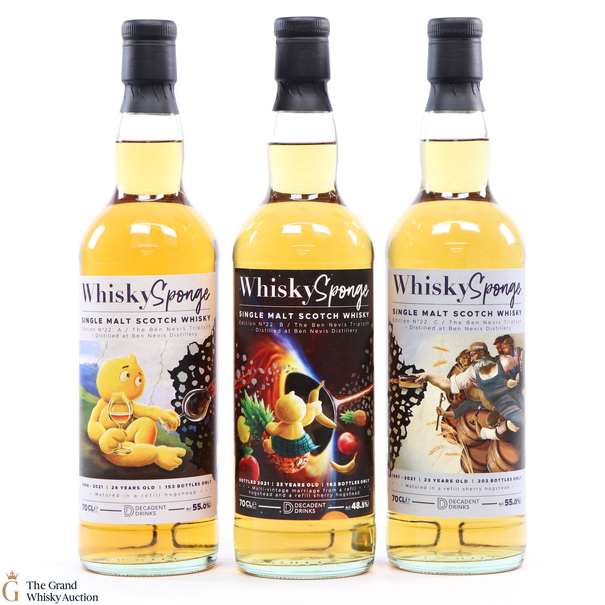 Ben Nevis - 2 x 23 YO & 1 x 24 YO Whisky Sponge Triptych 
