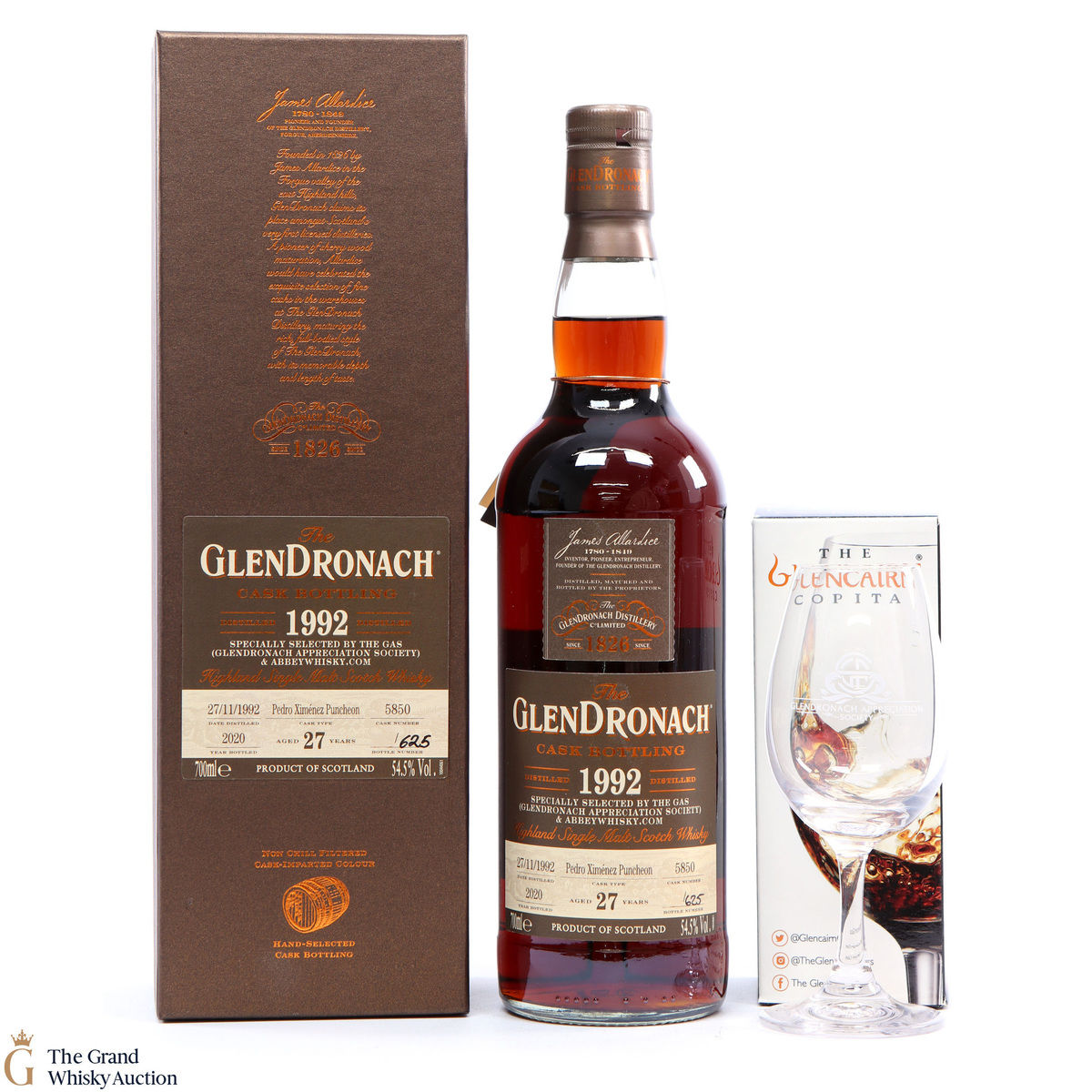 Glendronach - 27 Year Old PX G.A.S 1992 #5850 (With Glass)