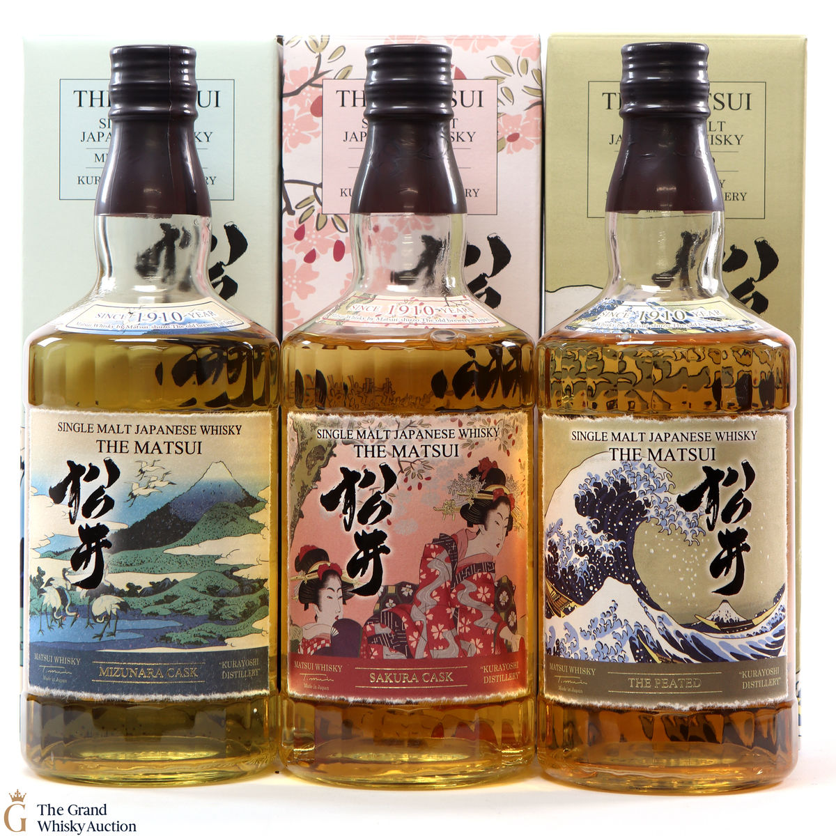 Kurayoshi - Matsui - The Peated, Mizunara Cask & Sakura Cask (3 x 70cl)