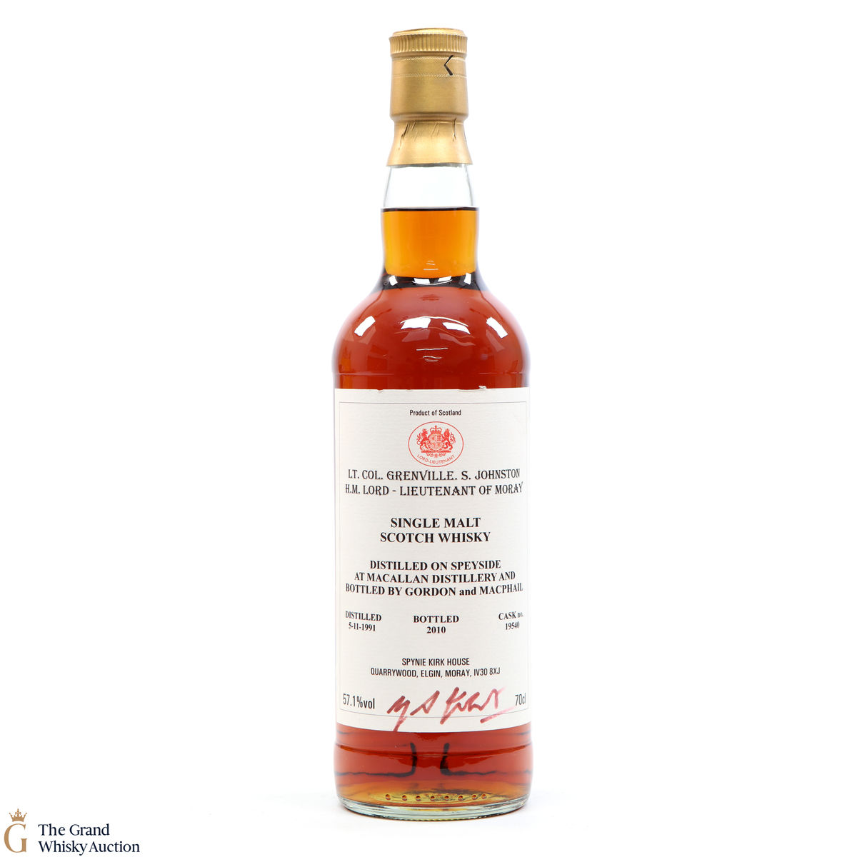 Macallan - 1991 Lord-Lieutenant of Moray - Gordon & MacPhail 2010 (Signed)