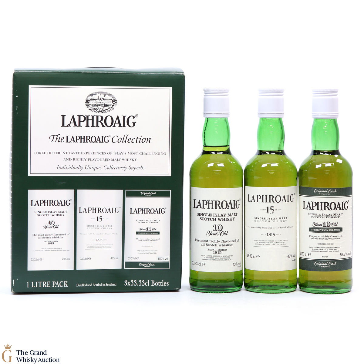 The Laphroaig Collection - 10 YO 43%, 10 YO Cask Strength 55.7% 15 YO (3 x 33.33cl)