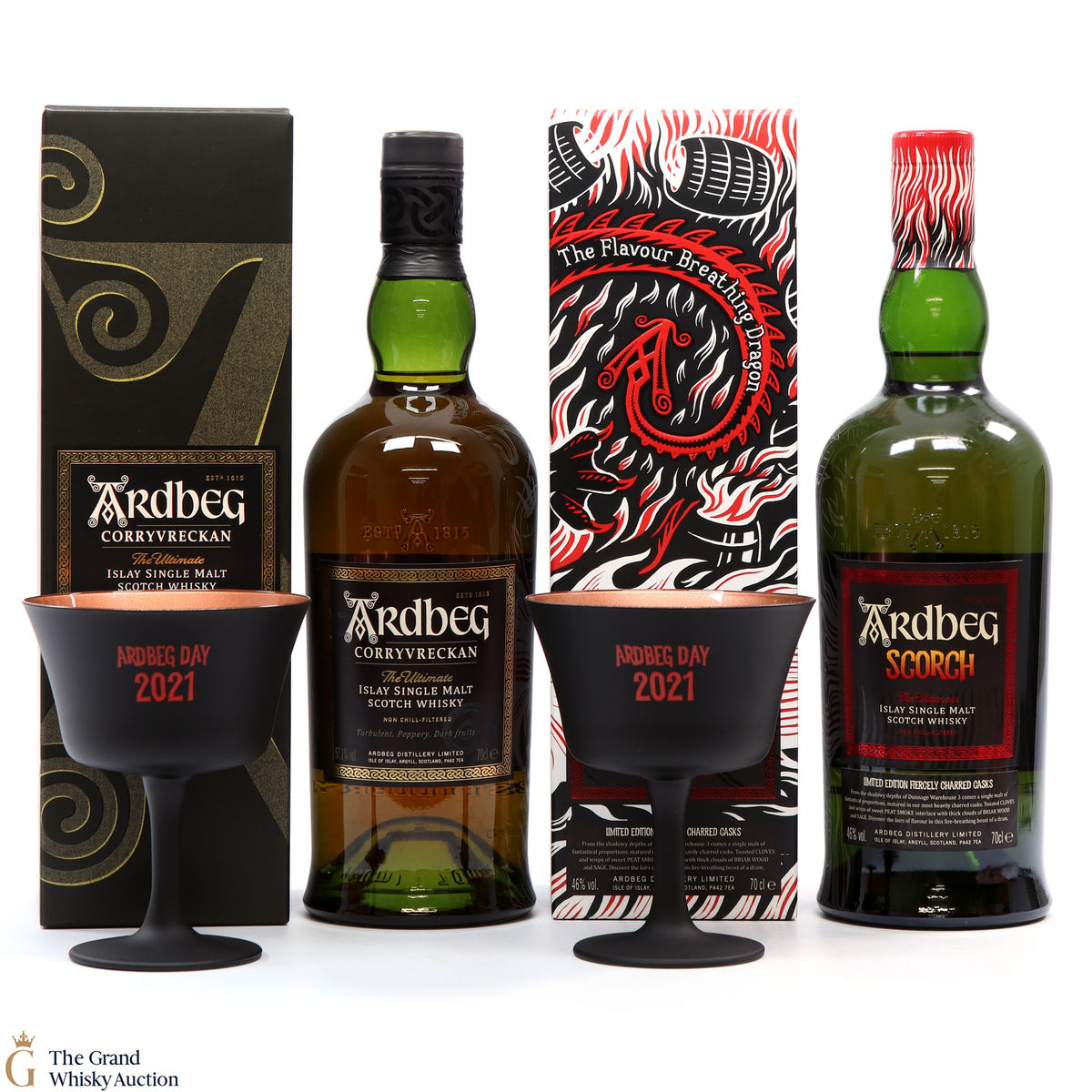 Ardbeg - Scorch - Limited Edition, Corryvreckan & 2 x Goblets - Ardbeg Day Set