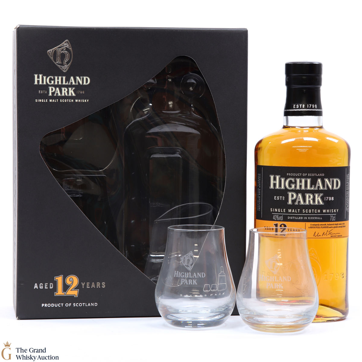 Highland Park - 12 Year Old  with 2 x Glasses
