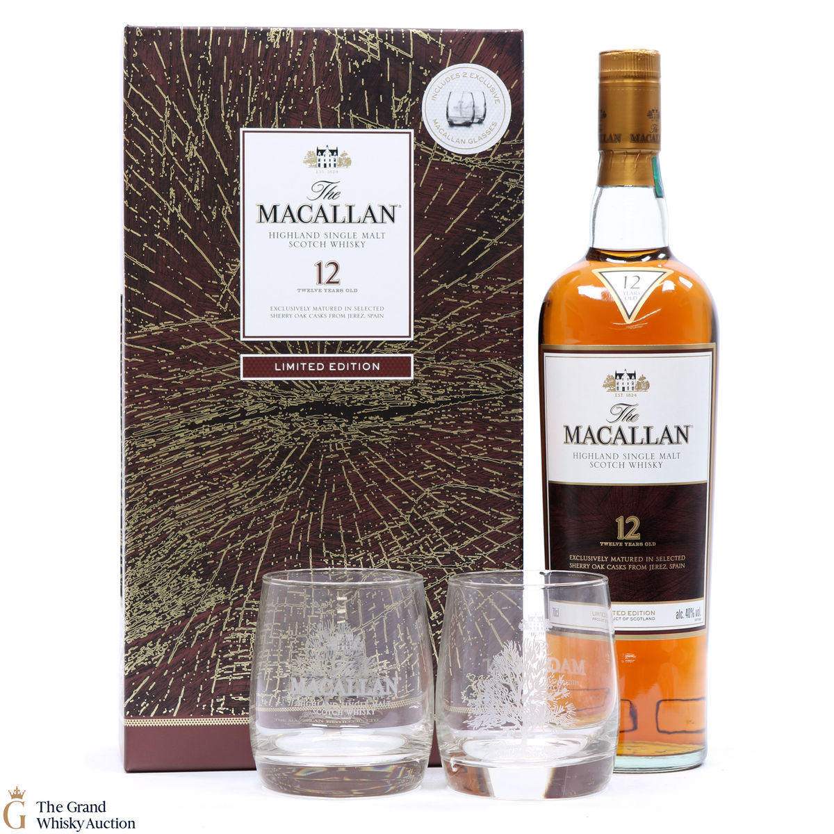 Macallan - 12 Year Old - Limited Edition with 2x Glasses