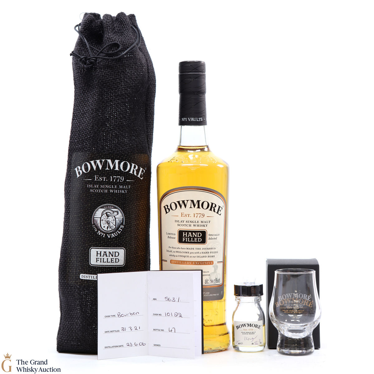 Bowmore - 14 Year Old - 2021 Hand Fill #10122, Sample & Glass