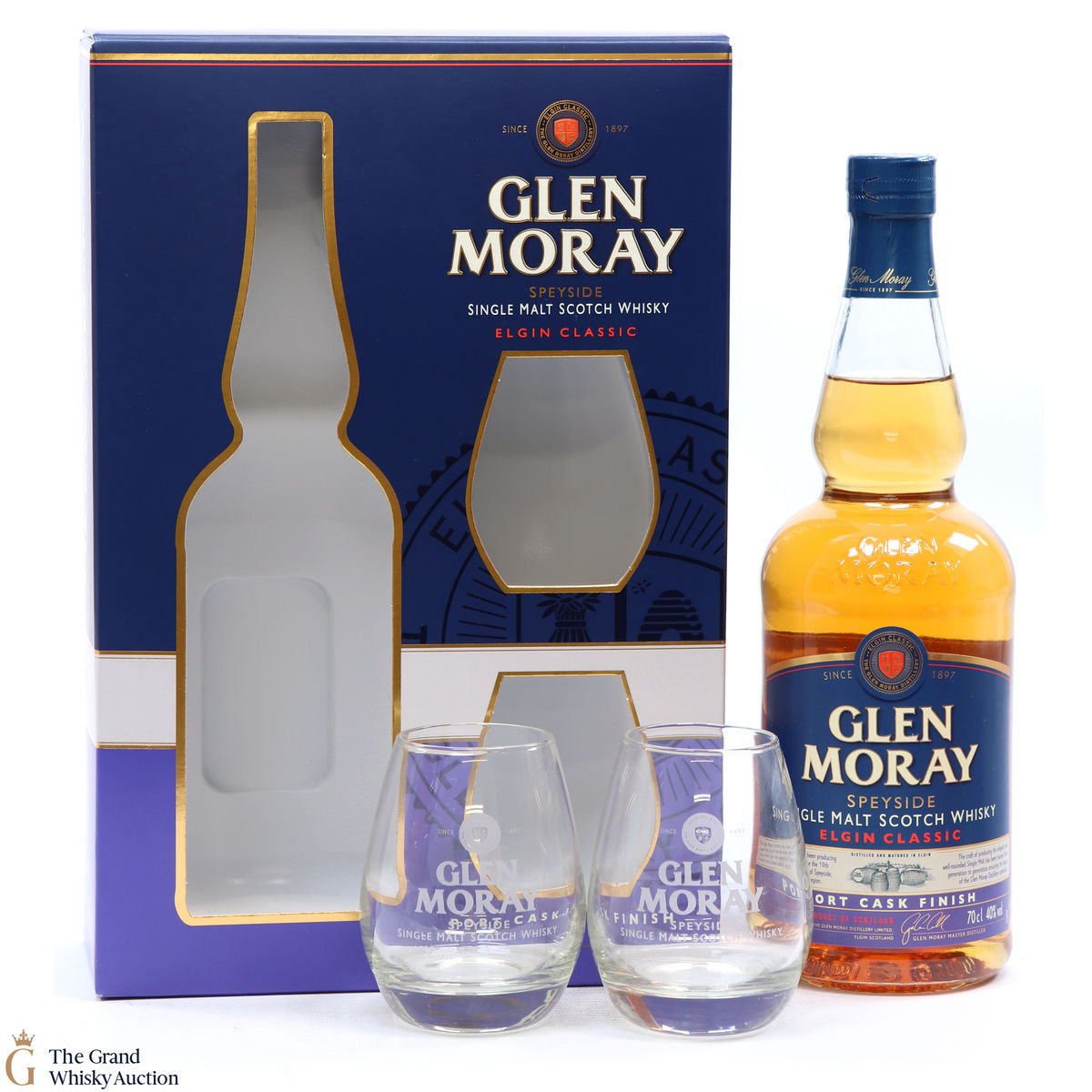 Glen Moray - Elgin Classic - Port Cask Finish (With Glasses)