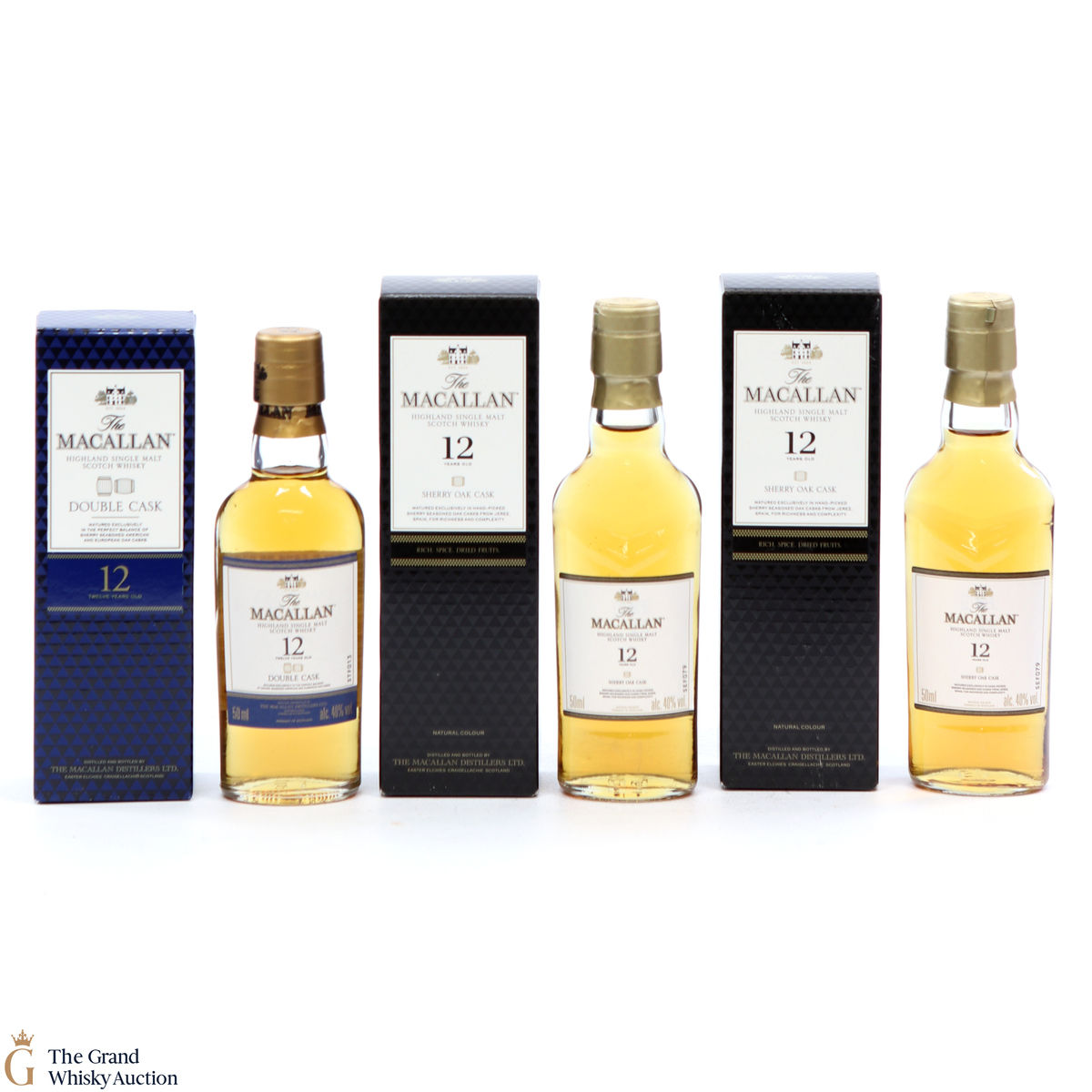 Macallan - 1 x 12 Year Old Double Cask 5 cl & 2 x 12 Year Old Sherry 5cl