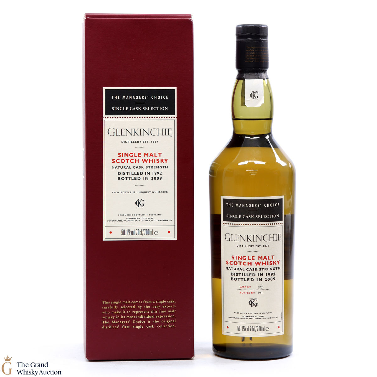 Glenkinchie - 1992 Managers Choice 2009 Cask Strength #502