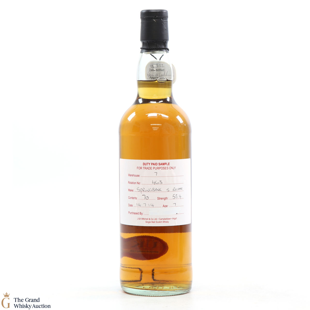 Springbank - 7 Year Old - 2014 Duty Paid Sample Sherry Recharred