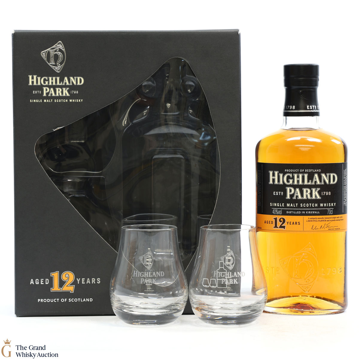 Highland Park - 12 Year Old  with 2 x Glasses
