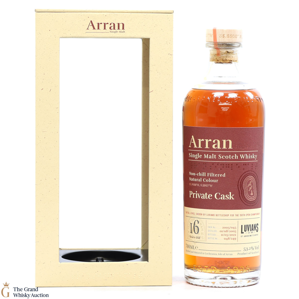 Arran - 16 Year Old 2005 Private Cask #045 Luvians 150th Open Championship
