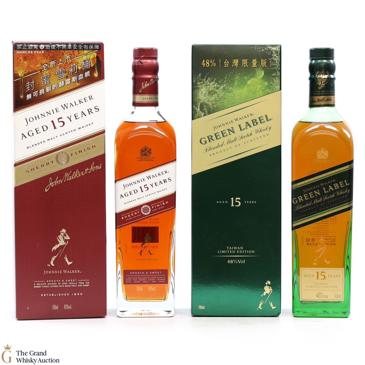 Johnnie Walker - 15 Year Old - Sherry Finish & Green Label Taiwan Exclusive (2x70cl)