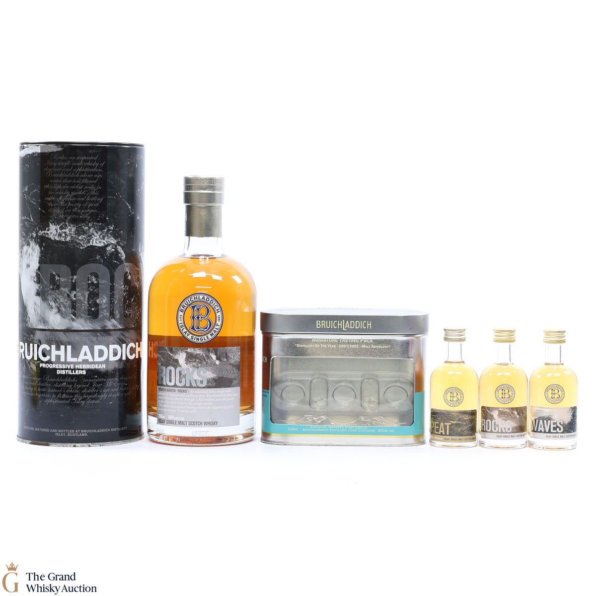 Bruichladdich - Rocks 2nd Edition & Miniature Tasting Pack (1x70cl & 3x5cl)