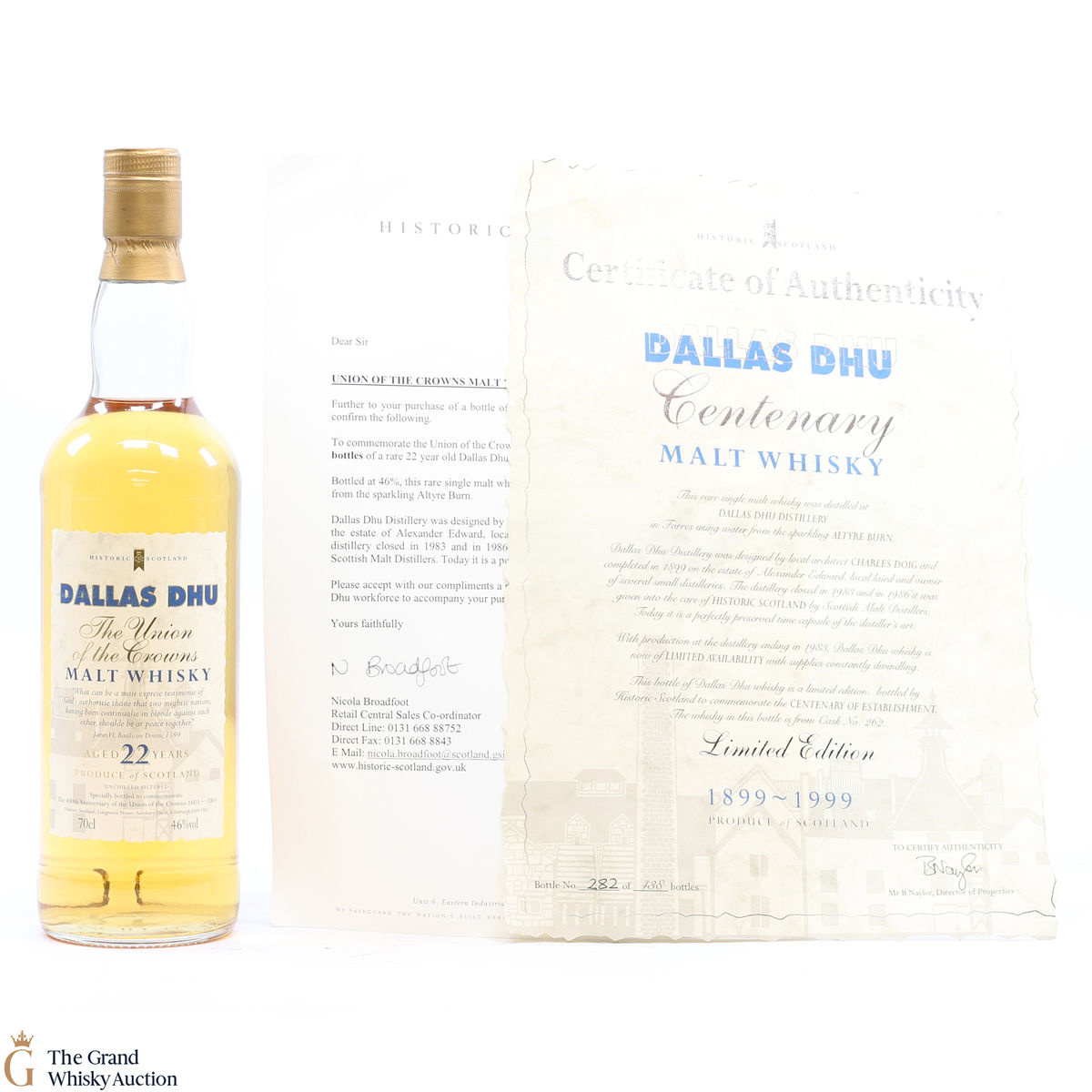 Dallas Dhu - 22 Year Old - Union of the Crowns & Certificate 