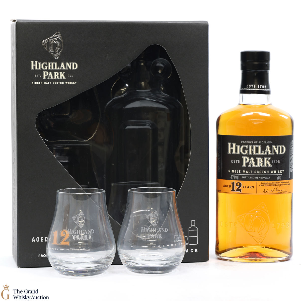 Highland Park - 12 Year Old  with 2 x Glasses