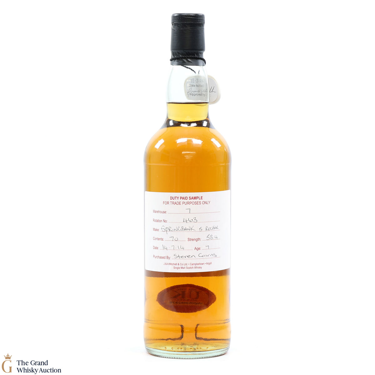 Springbank - 7 Year Old - 2014 Duty Paid Sample Sherry Recharred