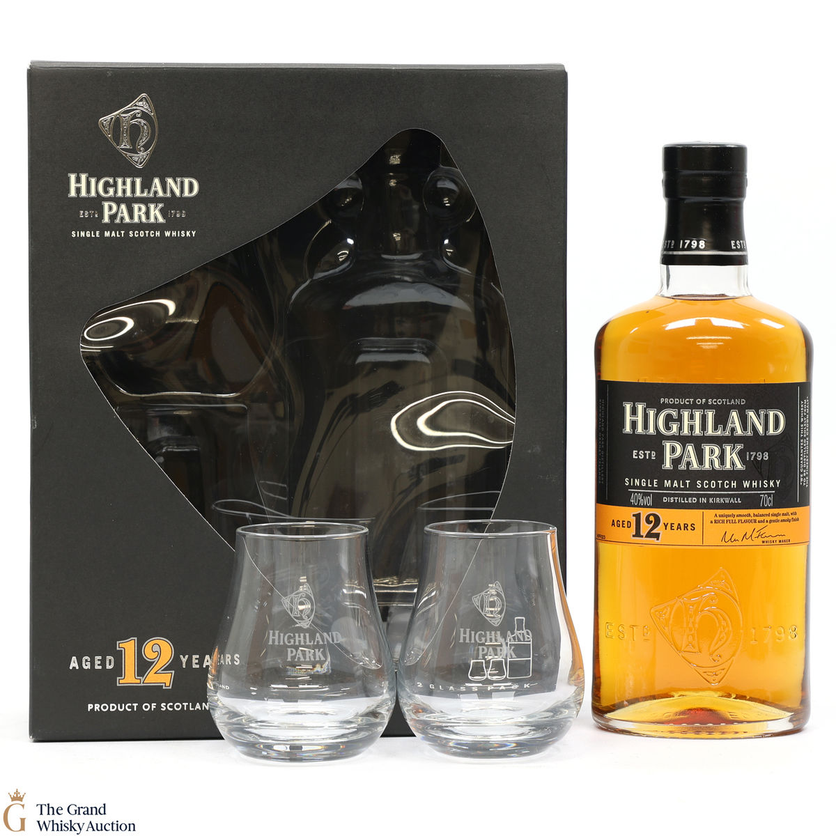 Highland Park - 12 Year Old  with 2 x Glasses