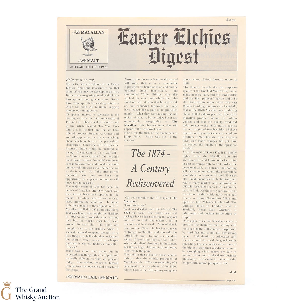 Macallan - Easter Elchies Digest - Autumn Edition 1996