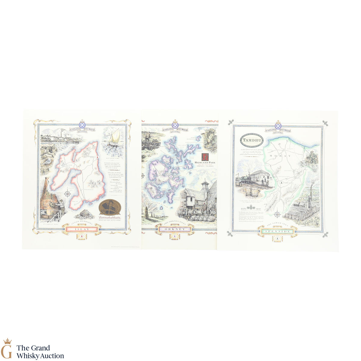 Scotland's Malt Whisky Regions - Bunnahabhain, Tamdhu & Highland Park - Prints x 3