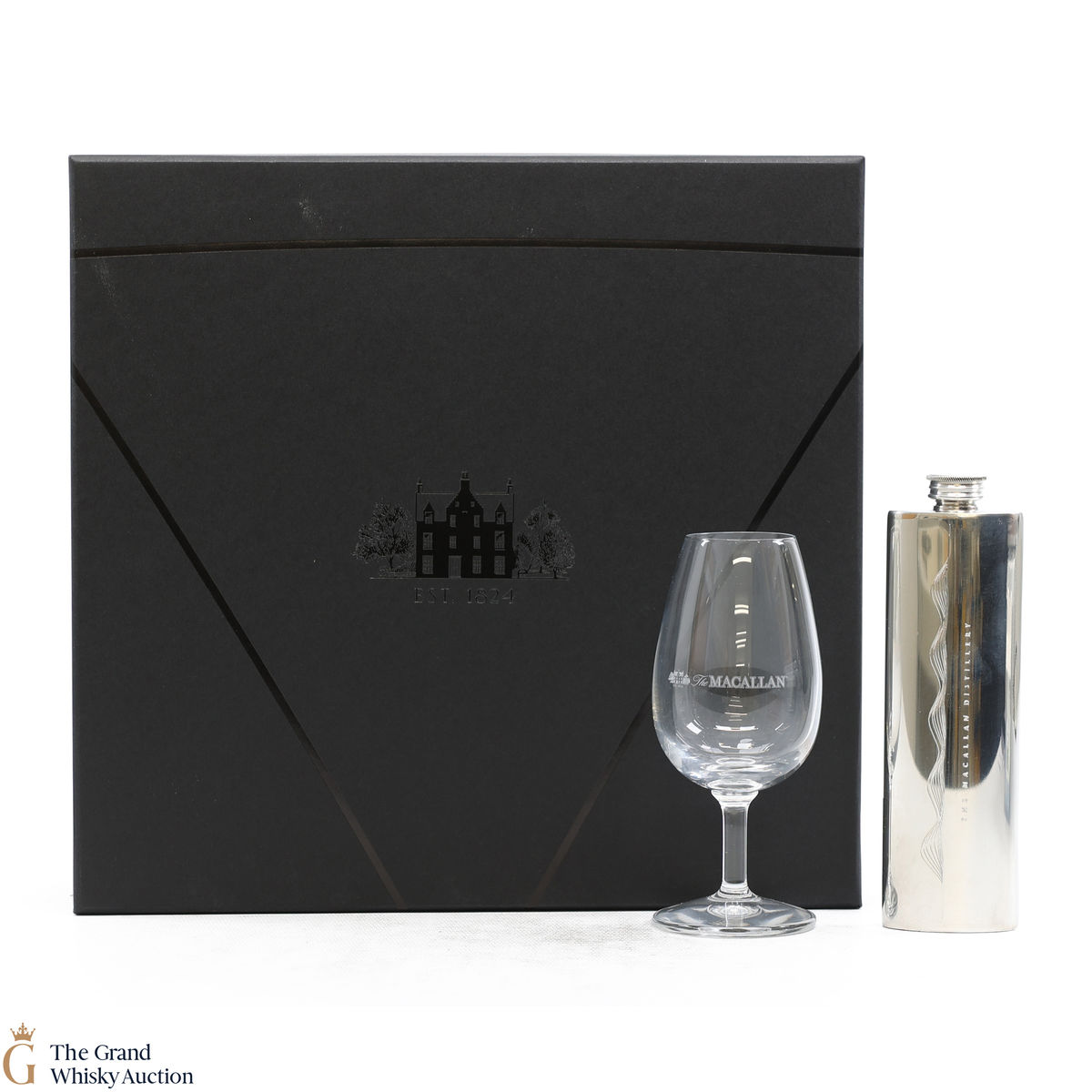Macallan - Pewter Hip Flask + Glass
