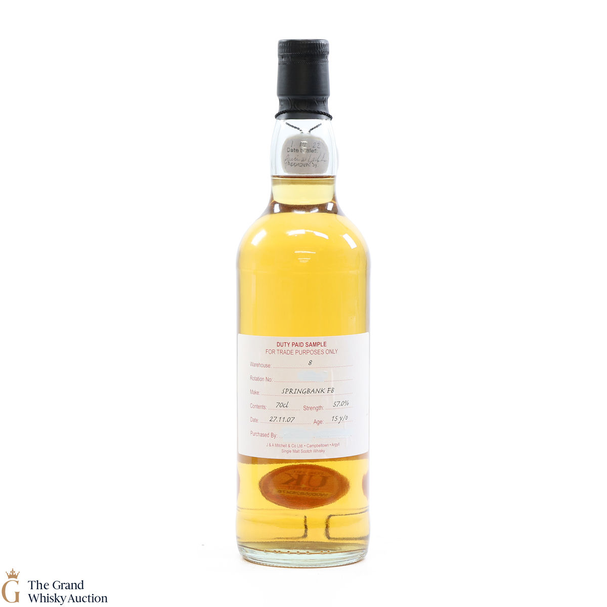 Springbank - 15 Year Old - 2007 Duty Paid Sample Fresh Barrel
