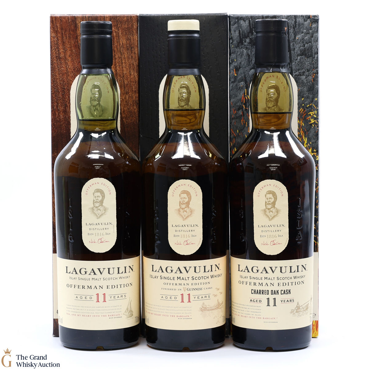 Lagavulin - 11 Year Old - Offerman Edition, Guinness Cask Finish Edition & Charred Oak Edition (3 x 70cl)