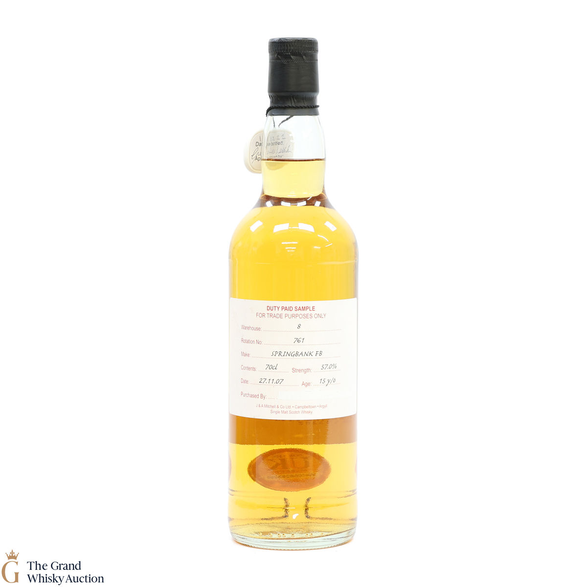 Springbank - 15 Year Old 2007 Fresh Bourbon - Duty Paid Sample 56.5%