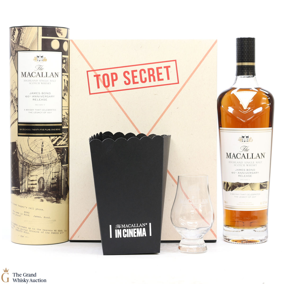 Macallan - James Bond 60th Anniversary - Decade V + Print + Glass + Popcorn Cup