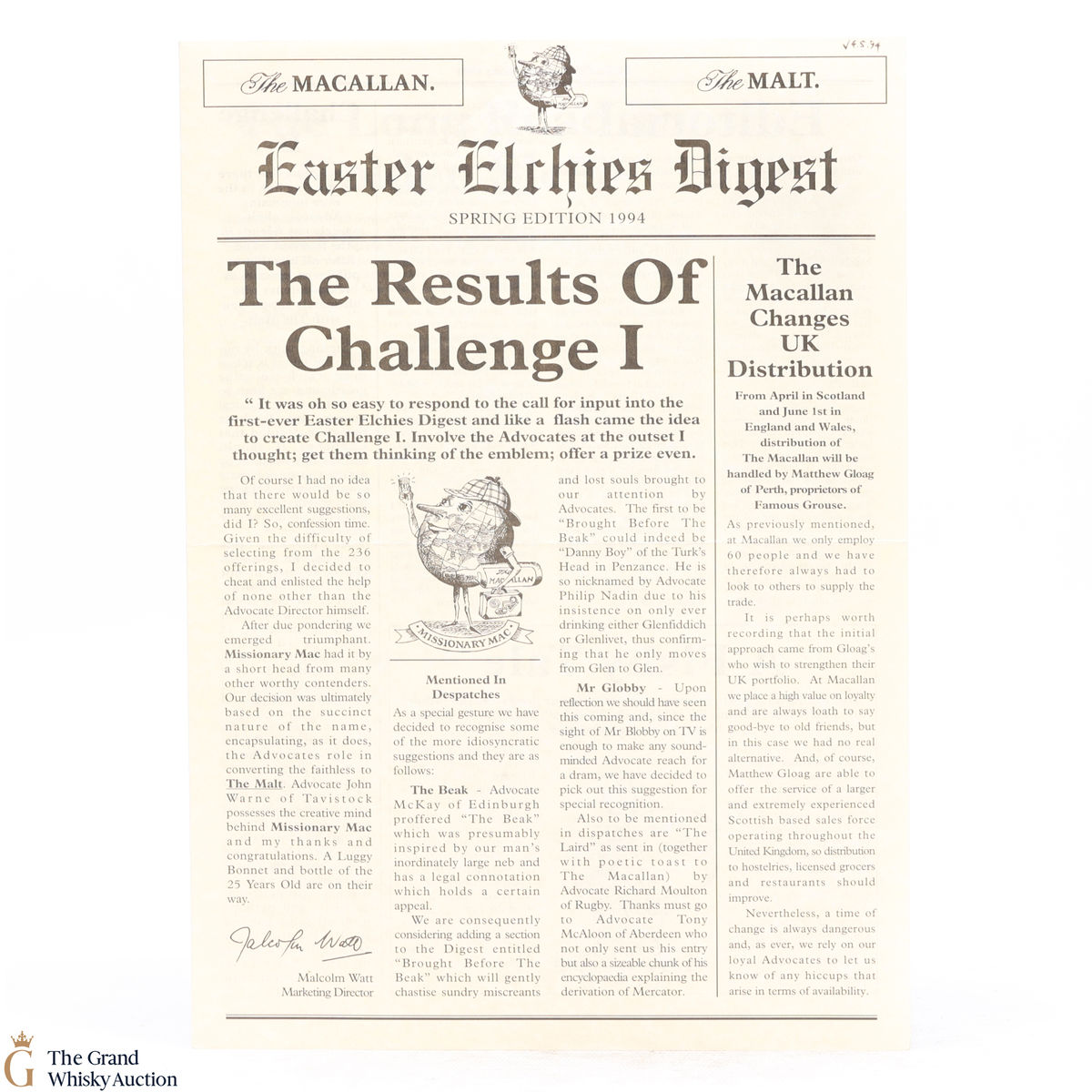 Macallan - Easter Elchies Digest - Spring Edition 1994