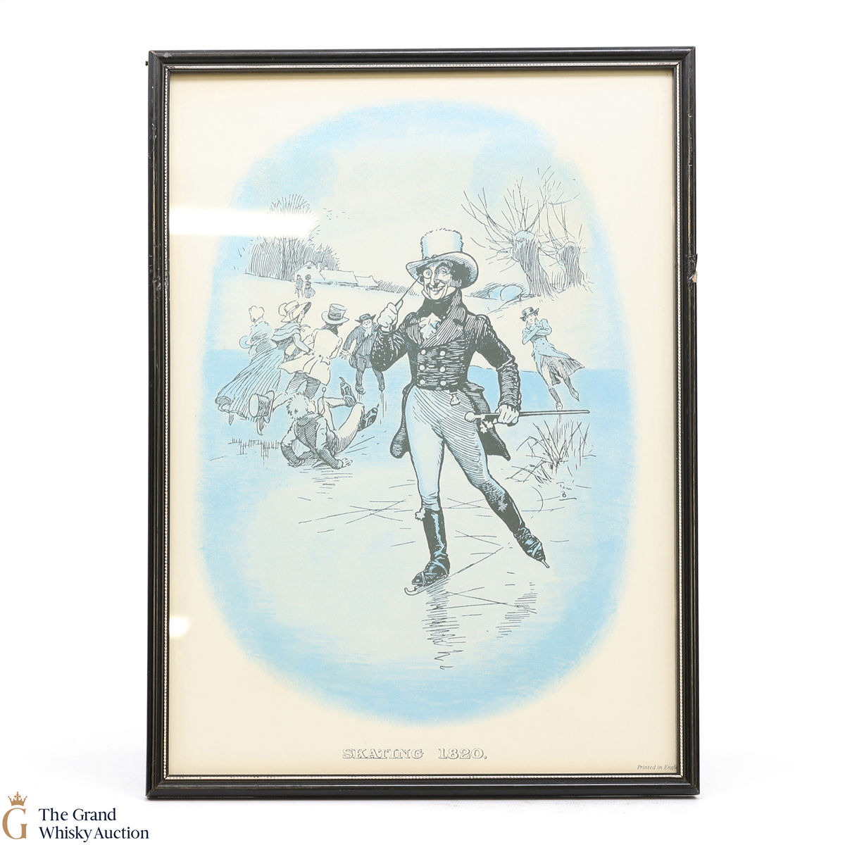 Johnnie Walker Whisky Sports - Skating 1820 By Tom Browne - Framed Print