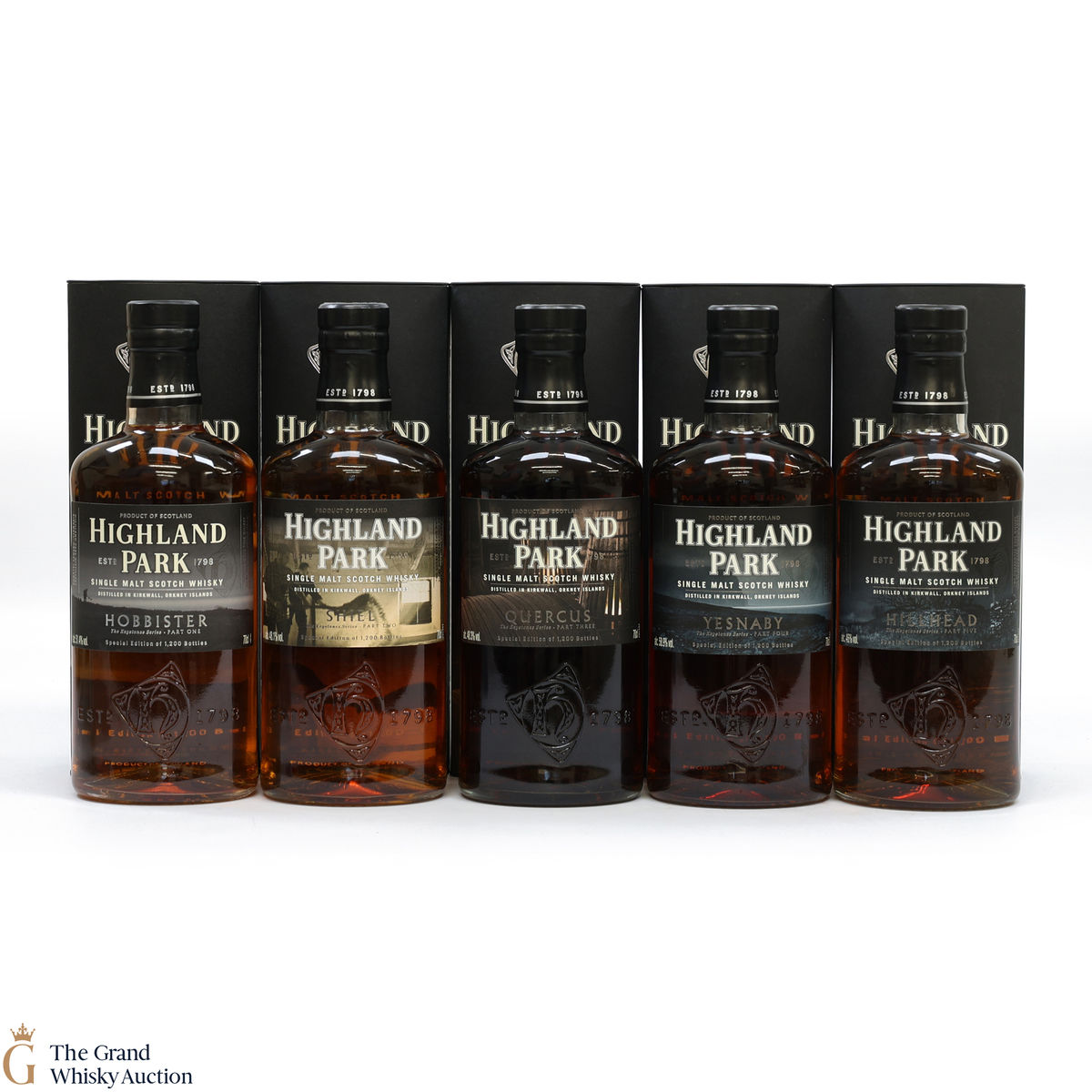 Highland Park - Keystones Series - Hobbister, Shiel, Quercus, Yesnaby & Hillhead (5 x 70cl)