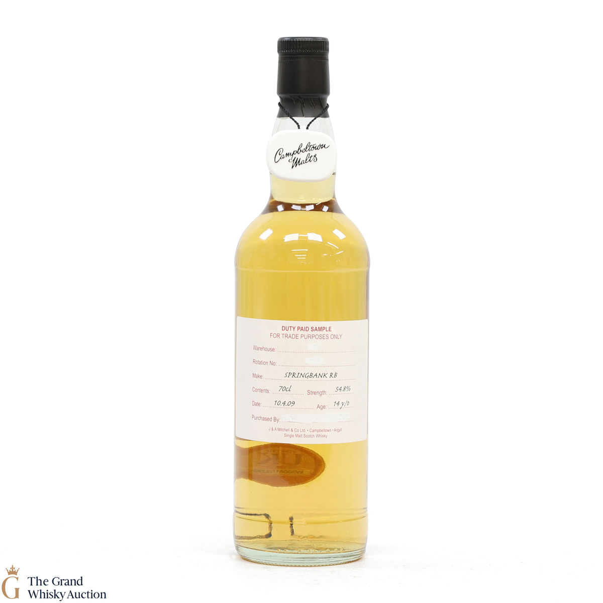 Springbank - 14 Year Old 2009 Refill Bourbon - Duty Paid Sample 54.8% 