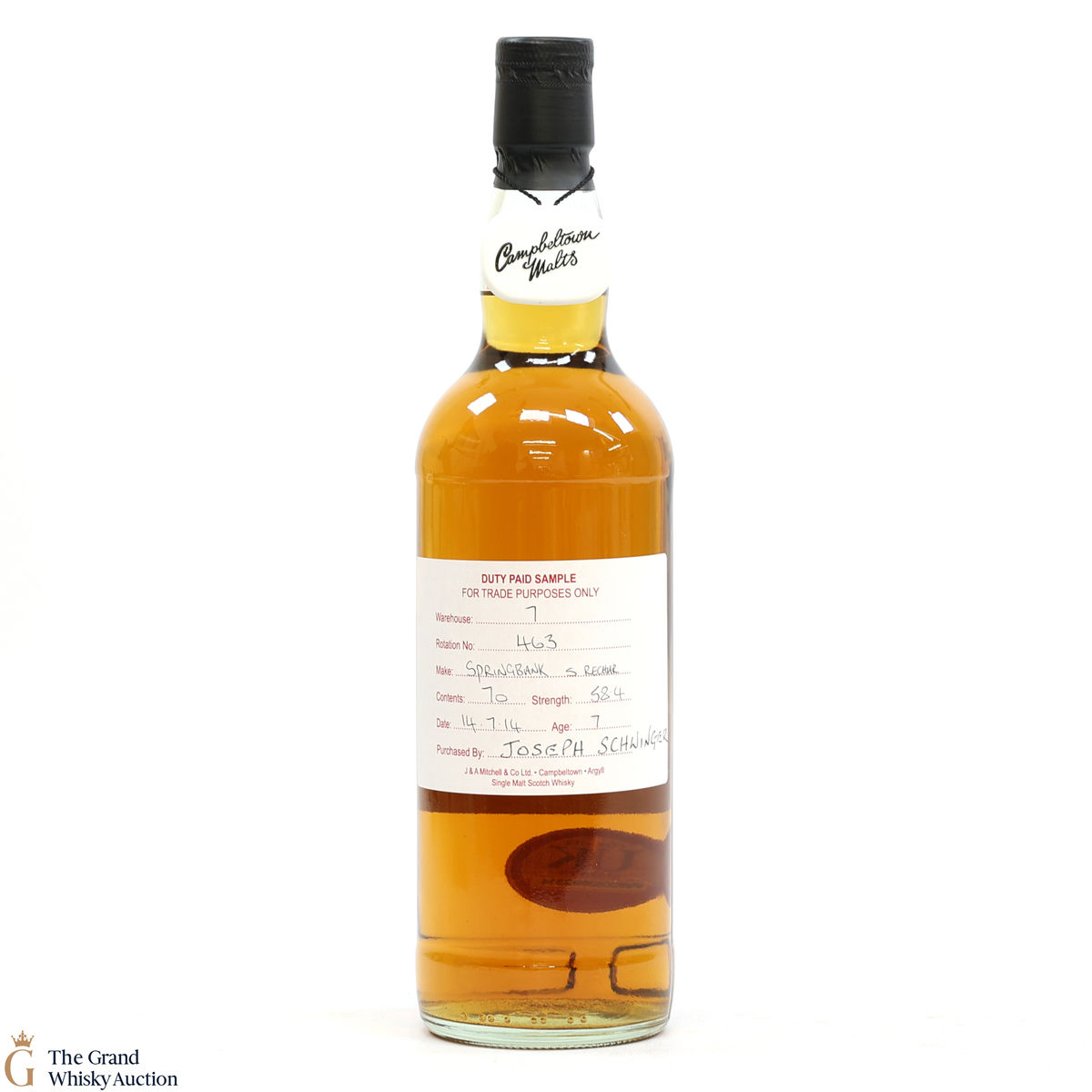 Springbank - 7 Year Old 2014 S Rechar - Duty Paid Sample 58.4%