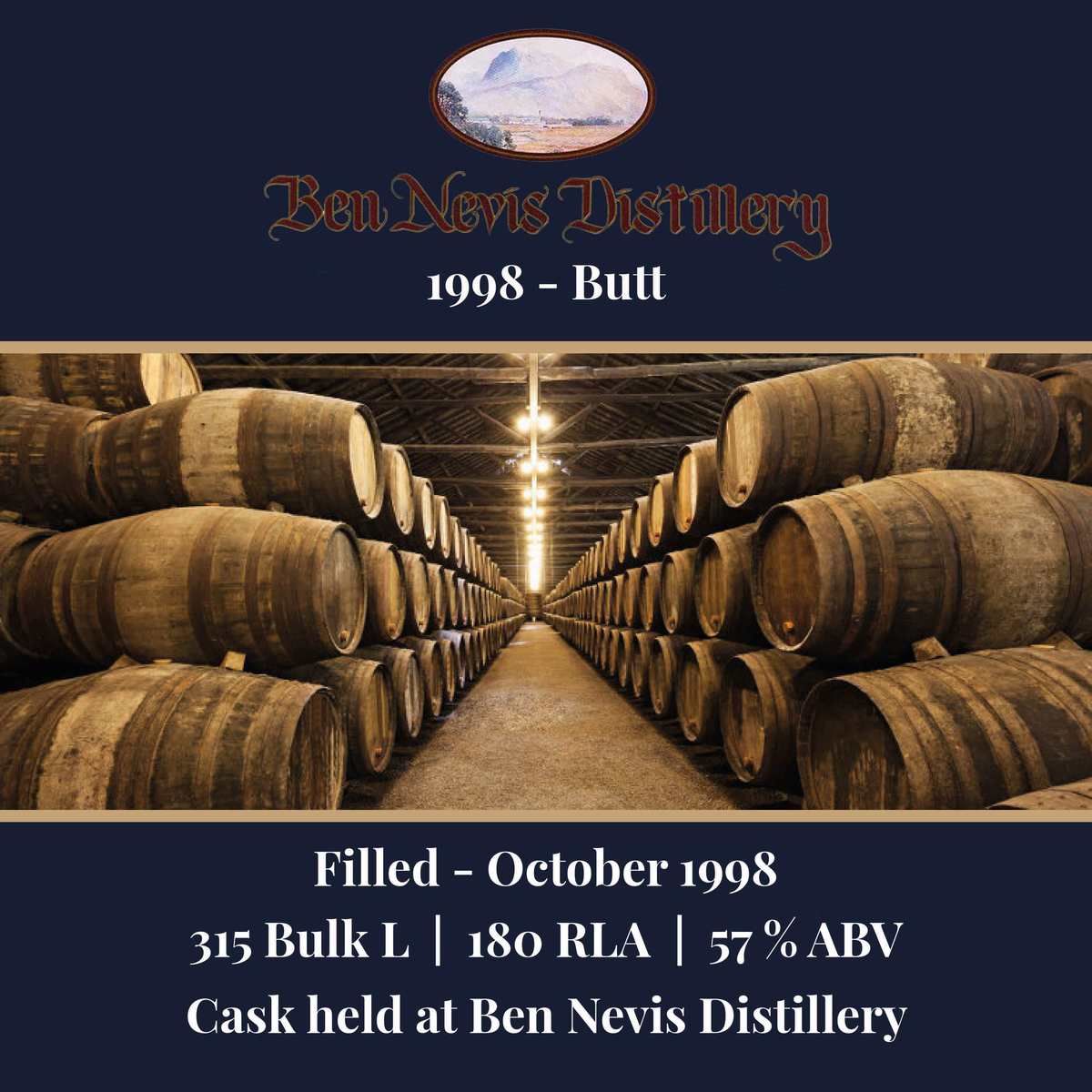 Ben Nevis - 1998 Butt 315 Bulk L 57% ABV | Held In Bond at Distillery