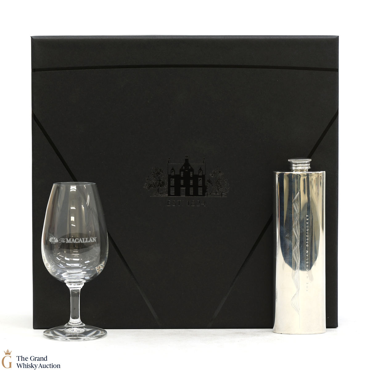 Macallan - Pewter Hip Flask + Glass