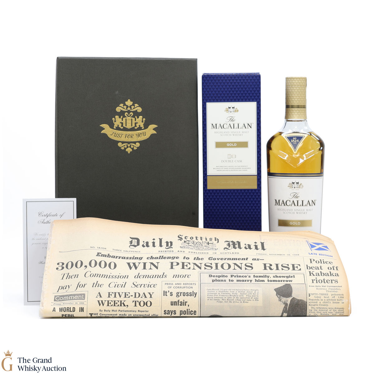 Macallan - Gold Double Cask & Historic Newspaper
