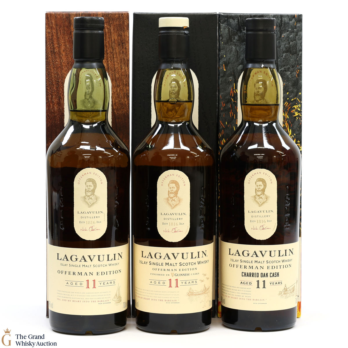 Lagavulin - 11 Year Old - Offerman Edition, Guinness Cask Finish Edition & Charred Oak Edition (3 x 70cl)