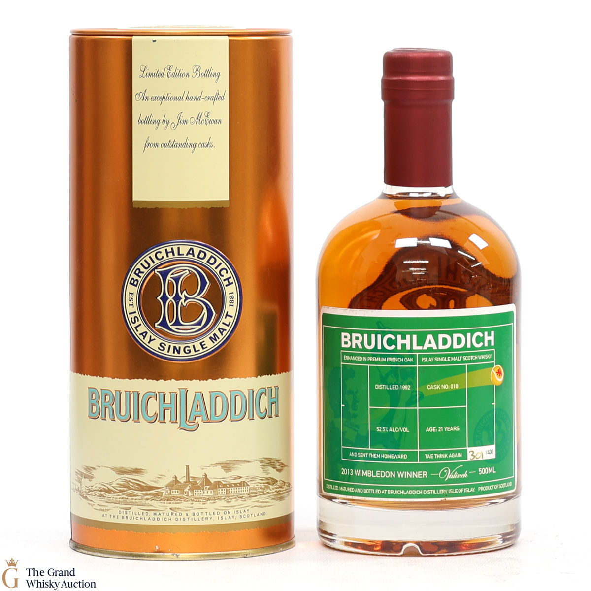 Bruichladdich - 21 Year Old - 1992 Valinch - Wimbledon Winner 2013 (50cl)