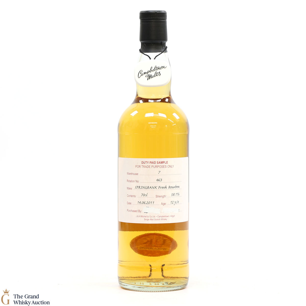 Springbank - 12 Year Old 2011 Fresh Bourbon - Duty Paid Sample 58.1%