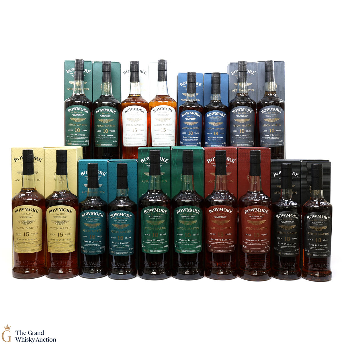 Bowmore - Aston Martin - 2 x Edition 1-9 (12 x 1L & 6 x 70cl)