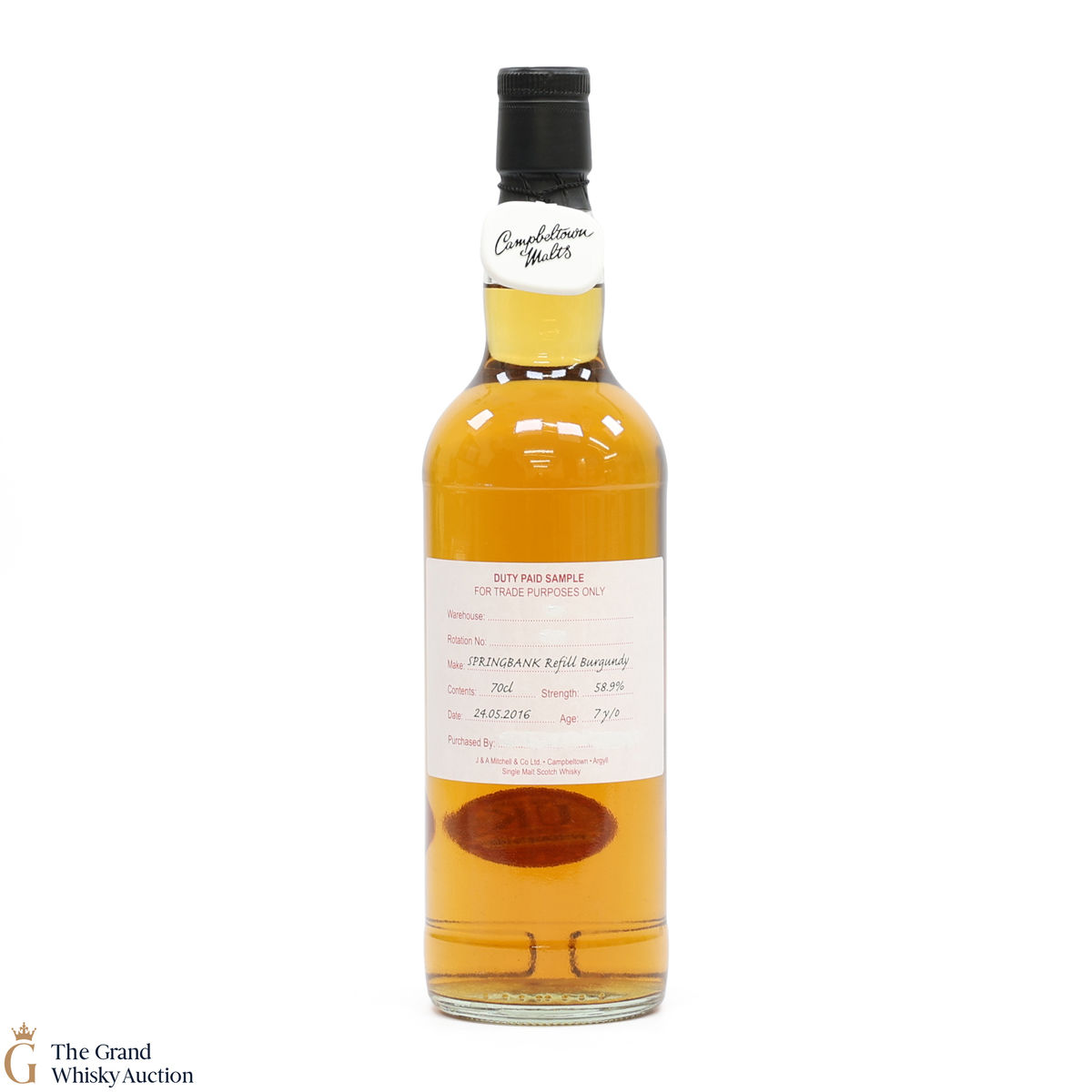 Springbank - 7 Year Old 2016 Refill Burgundy - Duty Paid Sample 58.9%