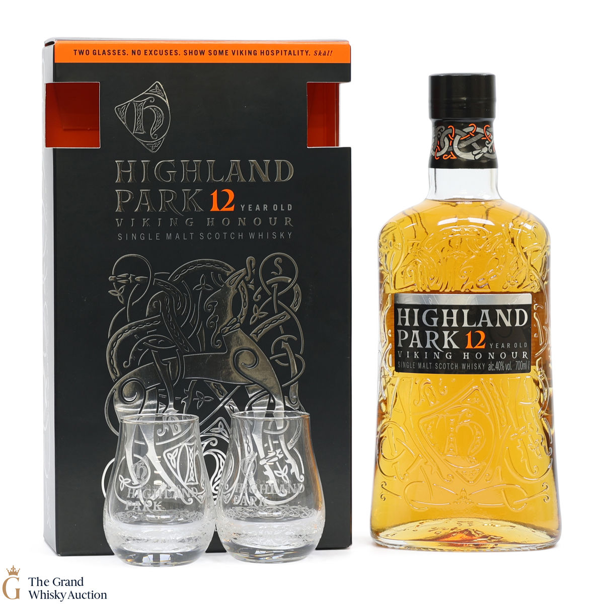 Highland Park - 12 Year Old - Viking Honour / with 2 x Glasses